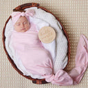 Baby Pink Organic Jersey Wrap & Topknot Set-Snuggle Hunny- Tiny Trader - Gold Coast Baby Shop