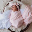 Baby Pink Organic Jersey Wrap & Topknot Set-Snuggle Hunny- Tiny Trader - Gold Coast Baby Shop