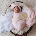 Baby Pink Organic Jersey Wrap & Topknot Set-Snuggle Hunny- Tiny Trader - Gold Coast Baby Shop