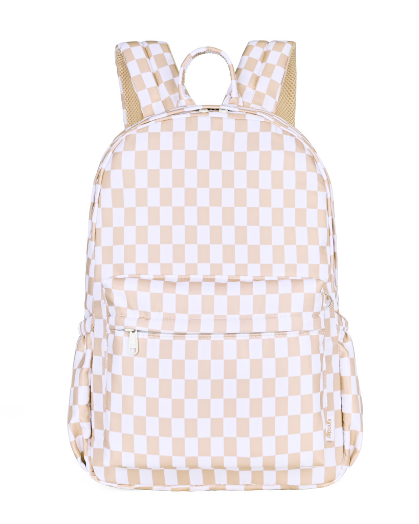 Caramel Check Junior Kindy/School Backpack-Kinnder-Standard- Tiny Trader - Gold Coast Kids Shop - Gold Coast Baby Shop -