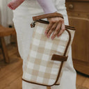 Change Mat Clutch | Beige Gingham-OiOi- Tiny Trader - Gold Coast Baby Shop