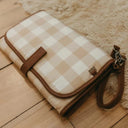 Change Mat Clutch | Beige Gingham-OiOi- Tiny Trader - Gold Coast Baby Shop