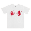 Crimson Star Boobs T-shirt | White-MAKU THE LABEL-S- Tiny Trader - Gold Coast Baby Shop