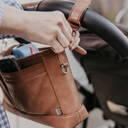 Faux Leather Stroller Organiser/Pram Caddy | Tan-OiOi- Tiny Trader - Gold Coast Baby Shop