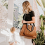 Faux Leather Tote Triple Compartment Nappy Bag | Tan-OiOi- Tiny Trader - Gold Coast Baby Shop