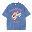 Flaming Love Acid Wash Oversize T-Shirt | Light Blue-MAKU THE LABEL-S- Tiny Trader - Gold Coast Baby Shop