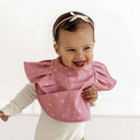 Pink Fleur Frill Snuggle Bib-Snuggle Hunny- Tiny Trader - Gold Coast Baby Shop