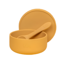 Silicone Suction Bowl with lid + Spoon Set-Kiin Baby-Tan- Tiny Trader - Gold Coast Baby Shop