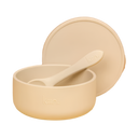 Silicone Suction Bowl with lid + Spoon Set-Kiin Baby-Vanilla- Tiny Trader - Gold Coast Baby Shop